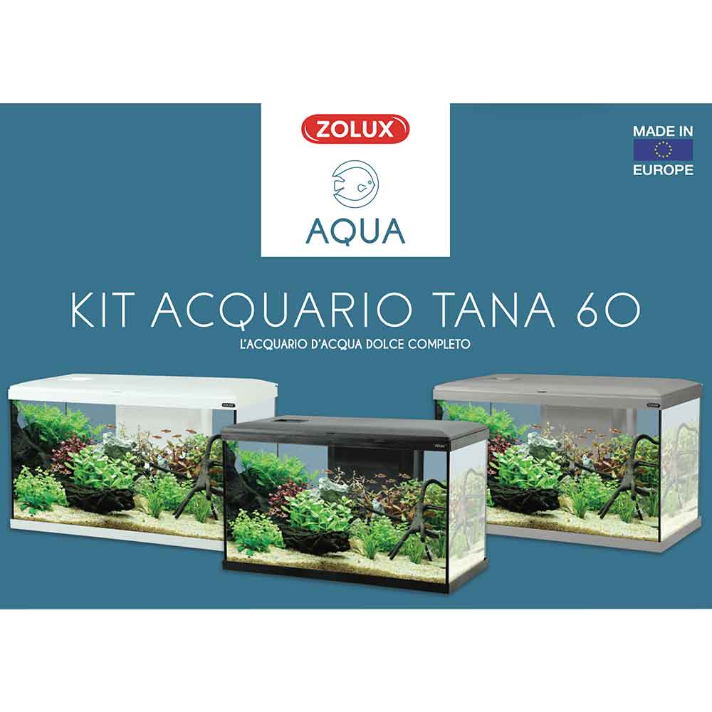 Zolux Acquario Tana 60 Nero Completo 63 Litri 60x30x35h cm