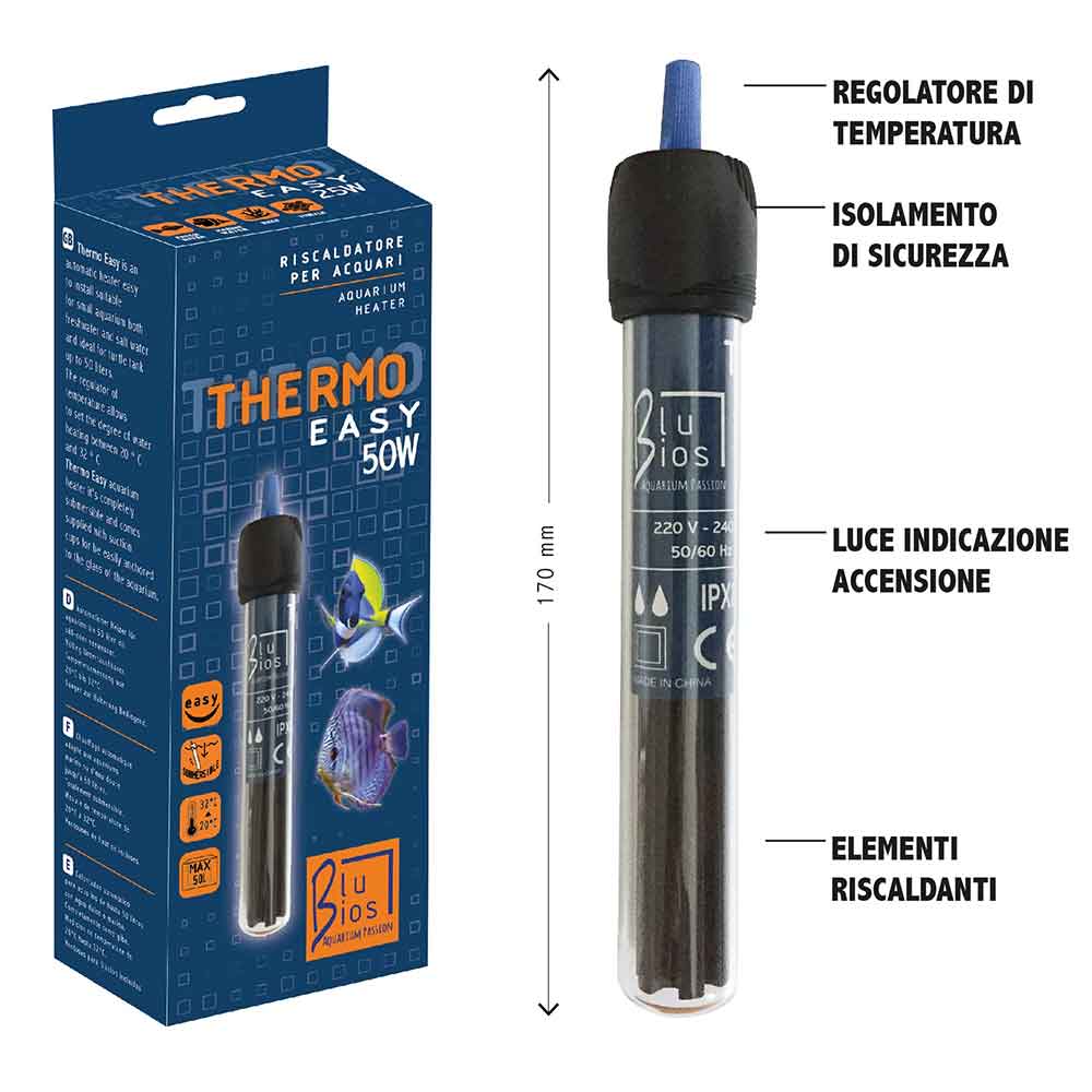 Blu Bios Riscaldatore Thermo Easy per acquario 50W Lunghezza 17cm
