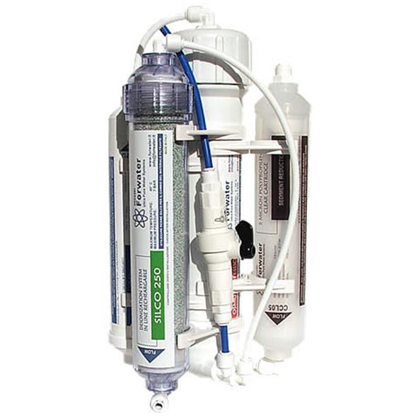 Forwater Impianto Osmosi in linea 190L/g LINEPRO50 Plus con Flush valve, cartuccia trasparente e resina deionizzante