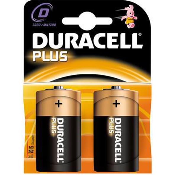 Duracell Batteria Pila Plus Torcia D confezione 2pz