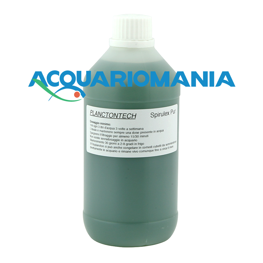 Planctontech SpiruleX PUR Fitoplancton Vivo con Spirulina Super Forte e aminoacidi in bottiglietta 500ml