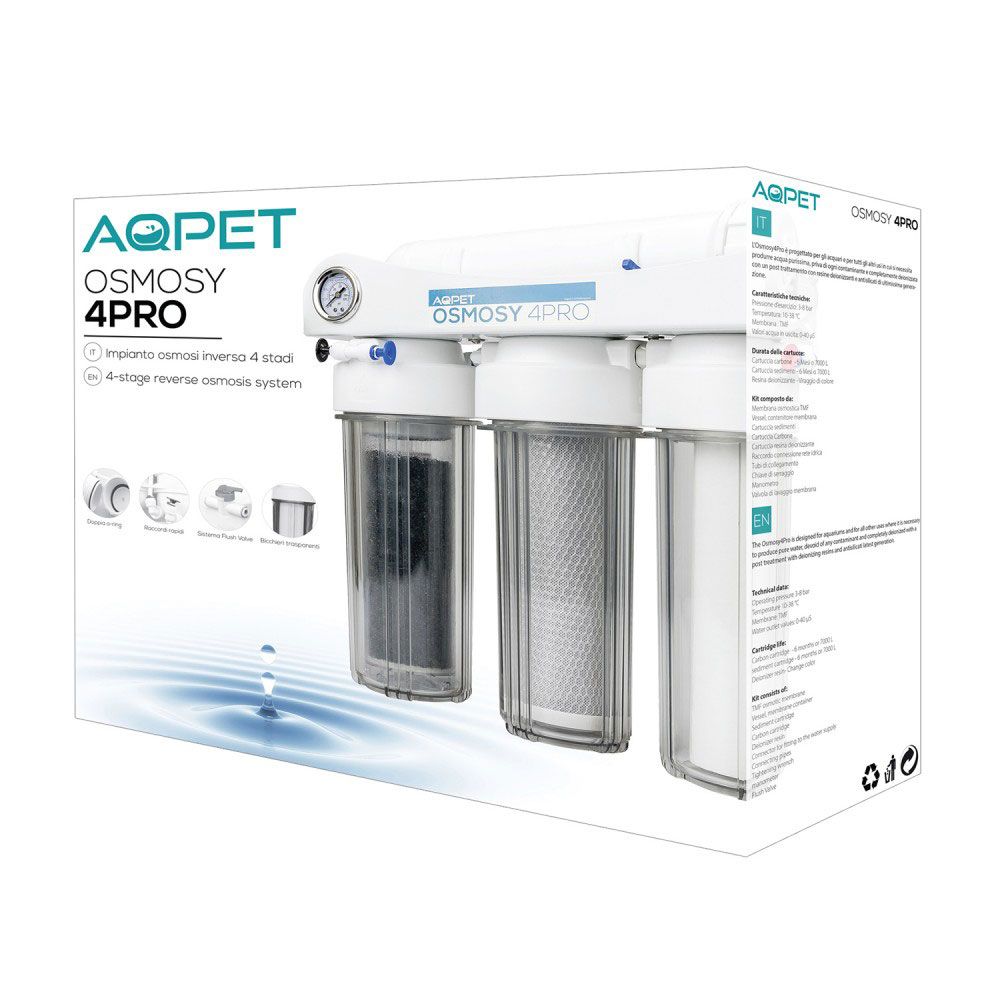 Aqpet Osmosy4 Pro 50GPD Impianto Osmosi 4 Stadi a Bicchiere