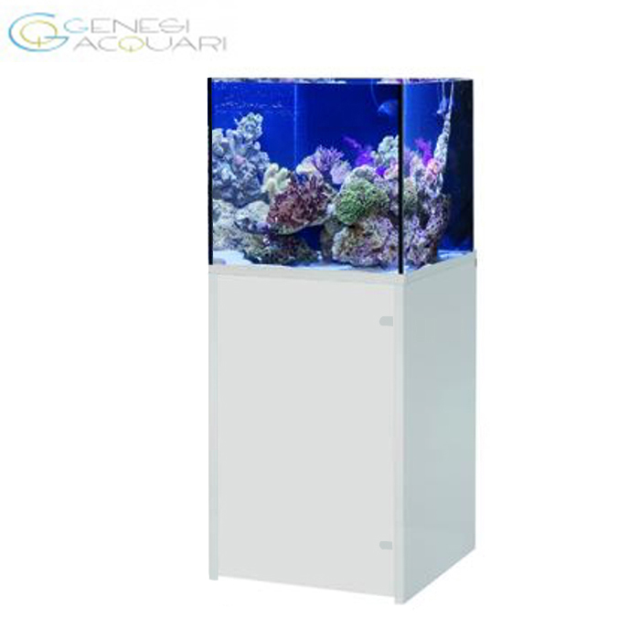 Genesi Acquario Marino Reef Plus Extrachiaro Completo con Sump e Supporto in Alluminio Bianco 60x45x45
