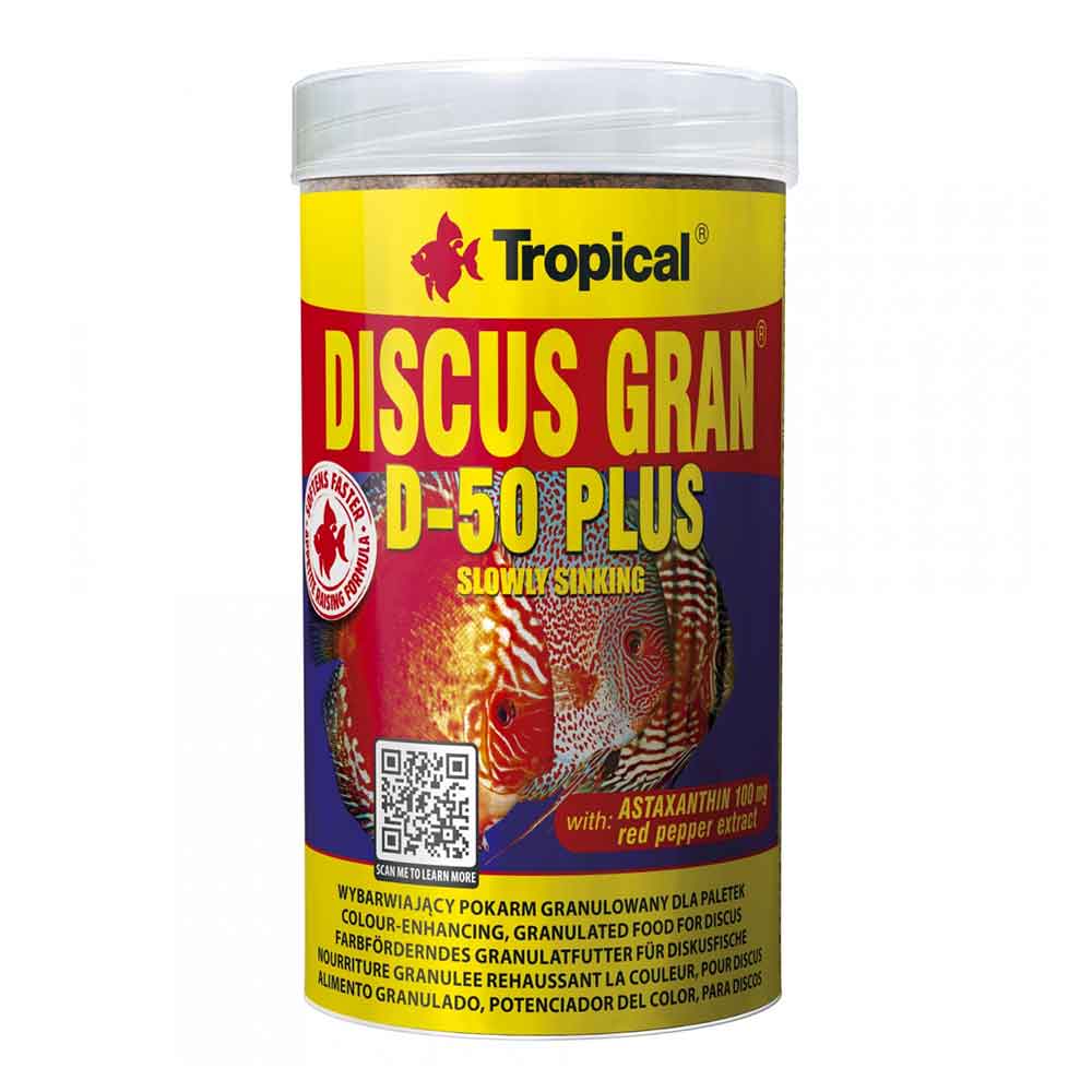 Tropical Discus Gran D-50 Plus New Mangine per colori con astaxantina 1000ml 440gr