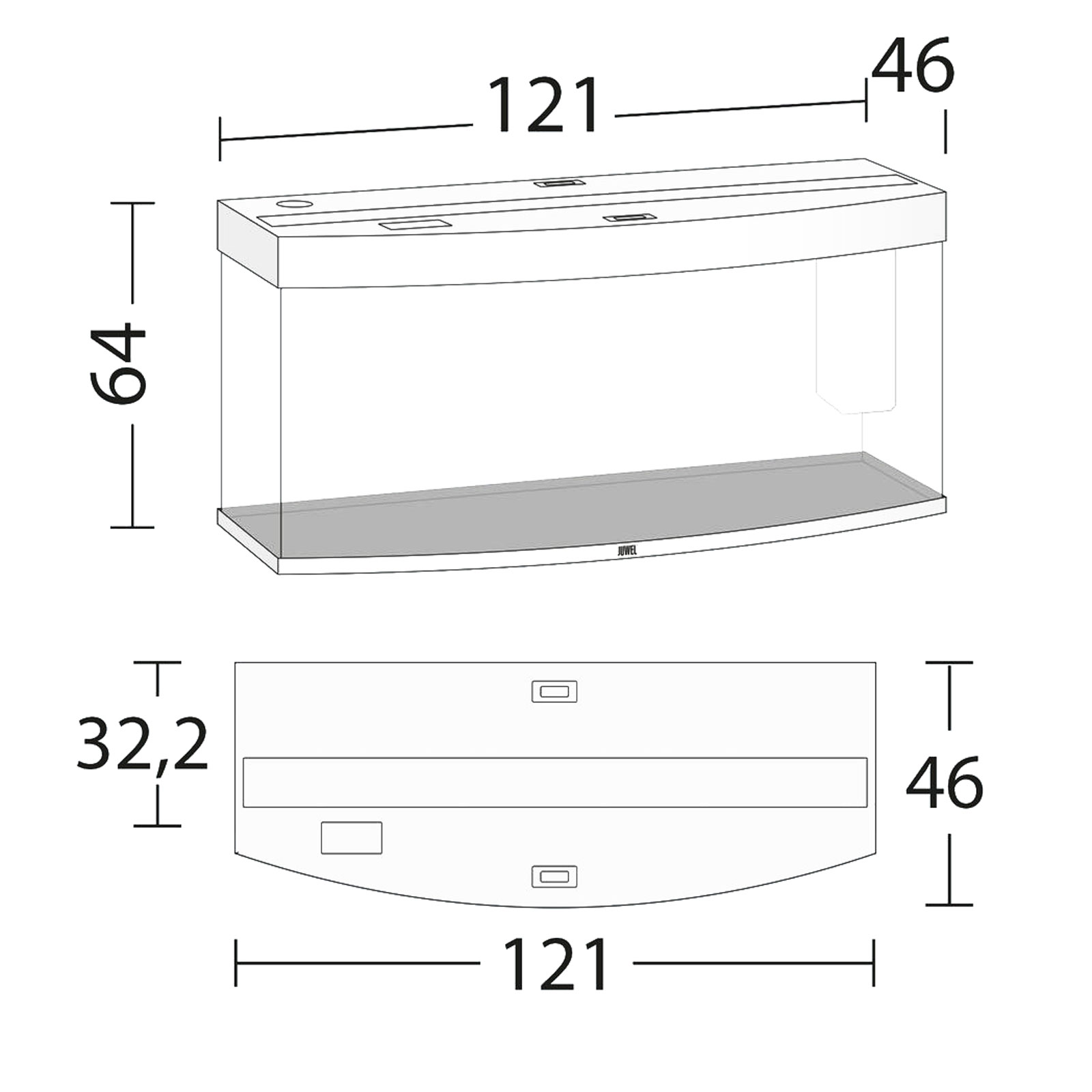 Juwel Acquario Vision 260 Litri LED Nero mis. 121x46x64H cm