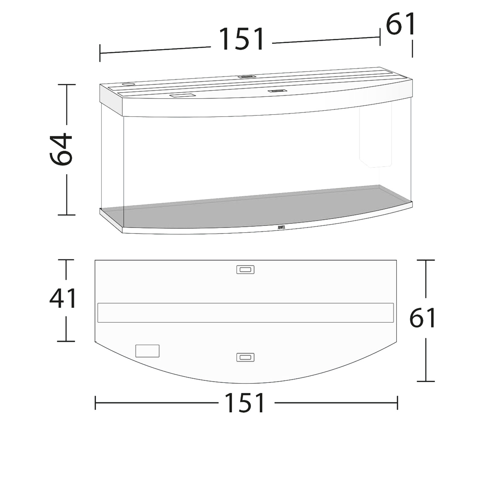 Juwel Acquario Vision 450 Litri LED Nero mis. 151x61x64H cm