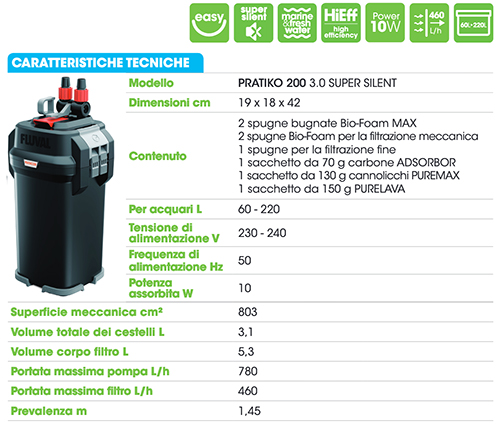 Askoll Pratiko 200 3.0 Super Silent Filtro Esterno per acquari fino a 220 litri