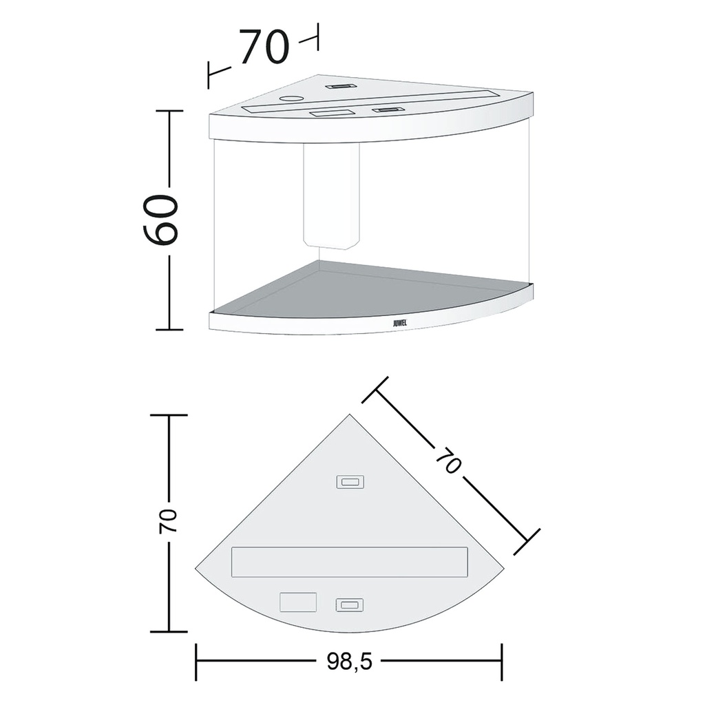 Juwel Acquario Trigon 190 Litri LED Bianco mis. 98,5x70x60H cm