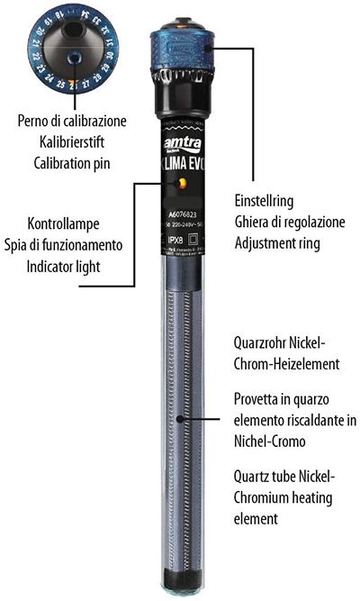 Amtra Klima Evo 75W Riscaldatore per acquari fino a 80 litri