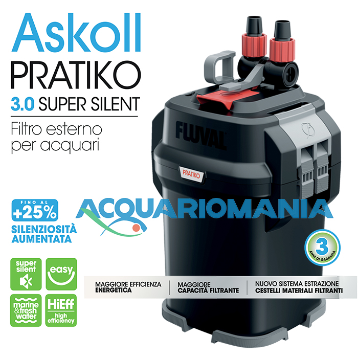 Askoll Pratiko 100 3.0 Super Silent Filtro Esterno per acquari fino a 130 litri
