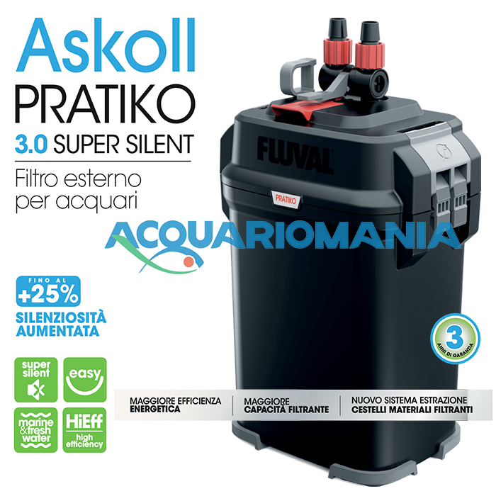 Askoll Pratiko 200 3.0 Super Silent Filtro Esterno per acquari fino a 220 litri