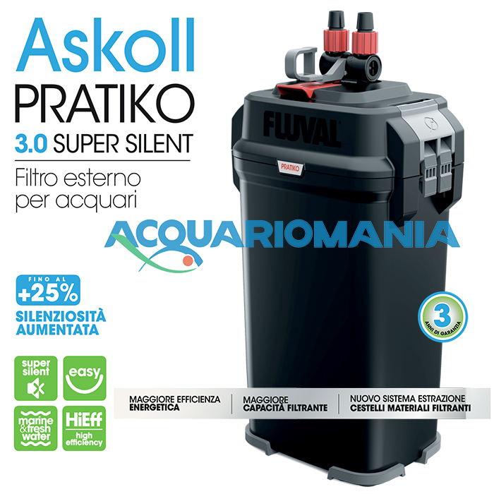 Askoll Pratiko 400 3.0 Super Silent Filtro Esterno per acquari fino a 500 litri