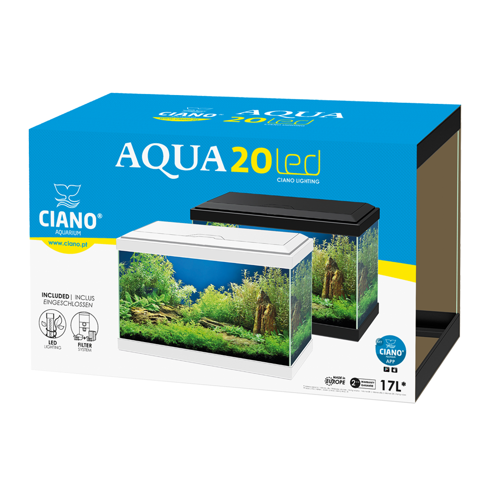 Ciano Aqua 20C Light Led Acquario 17Litri Nero 40x20x26h cm