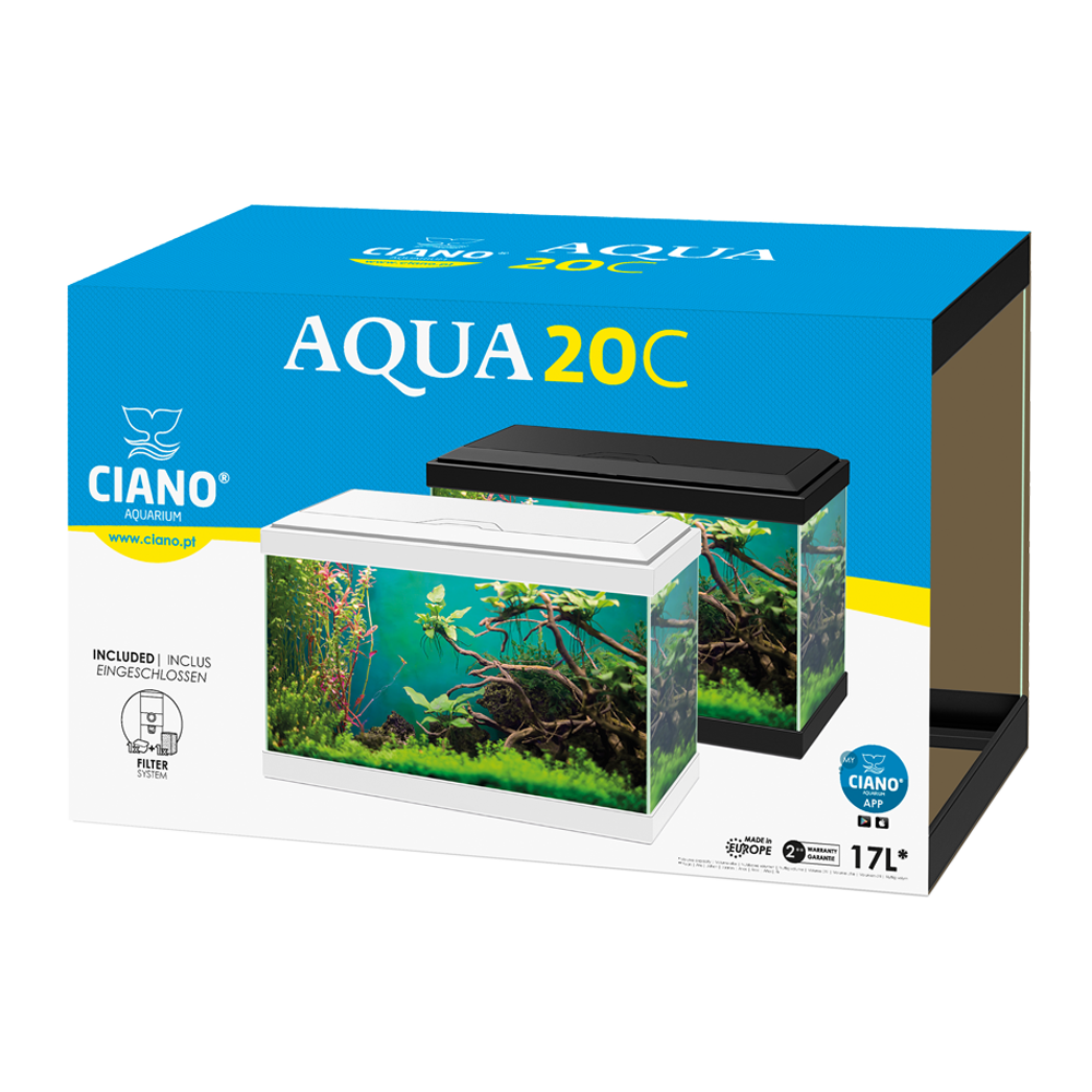 Ciano Aqua 20 Acquario 17 Litri Nero 40x24,8x20h cm