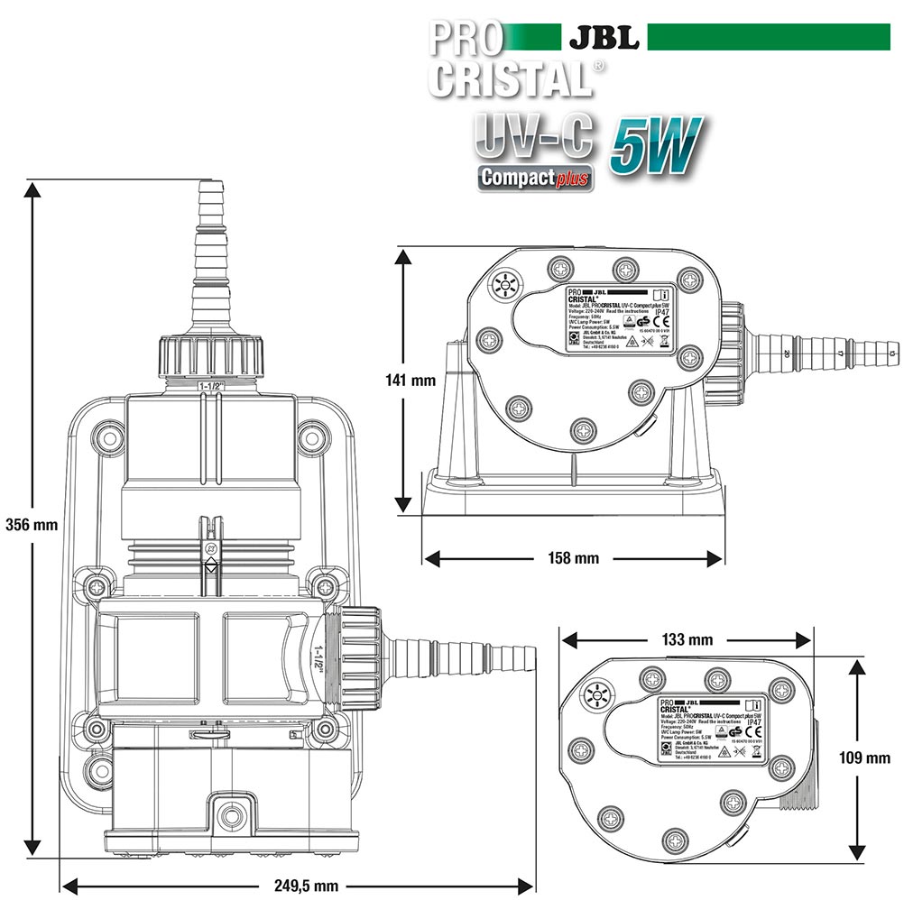 Jbl Procristal UV-C Compact plus lampada sterilizzatrice 5W