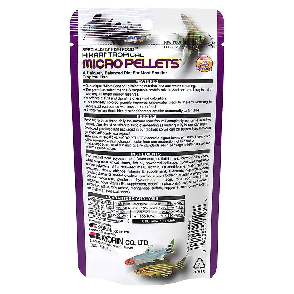 Hikari Tropical Micro Pellets per Piccoli Pesci 22g