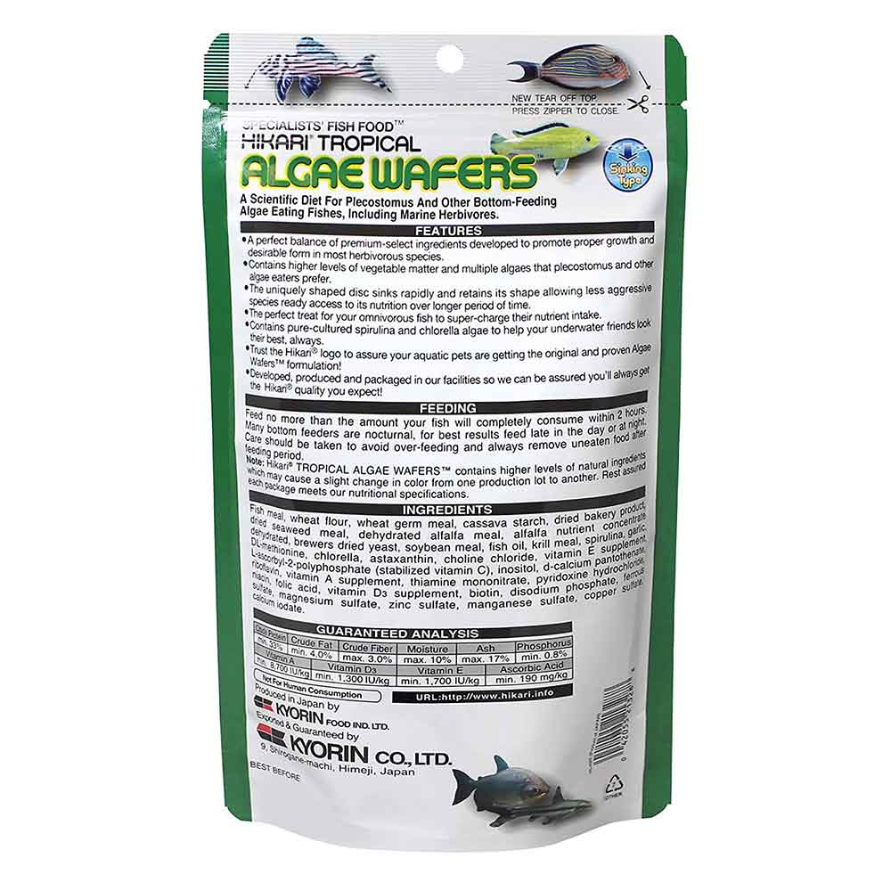 Hikari Algae Wafers per Pulitori e altri pesci vegetariani 20g