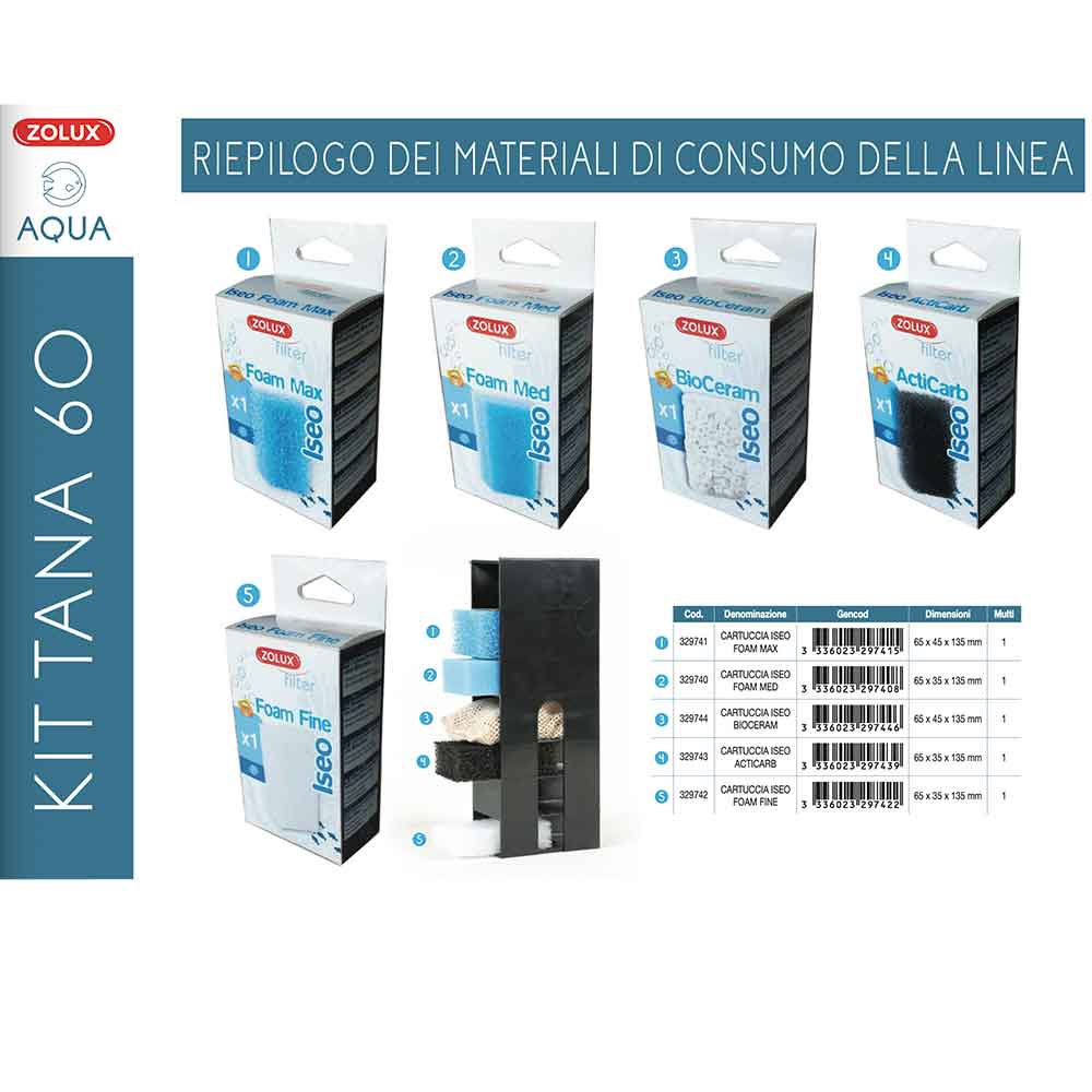 Zolux Acquario Tana 60 Bianco Completo 63 Litri 60x30x35h cm