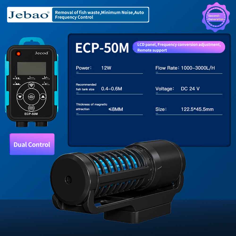 Jebao/Jacod Pompa di movimento ECP 50M a flusso incrociato per acquari fino a 60cm