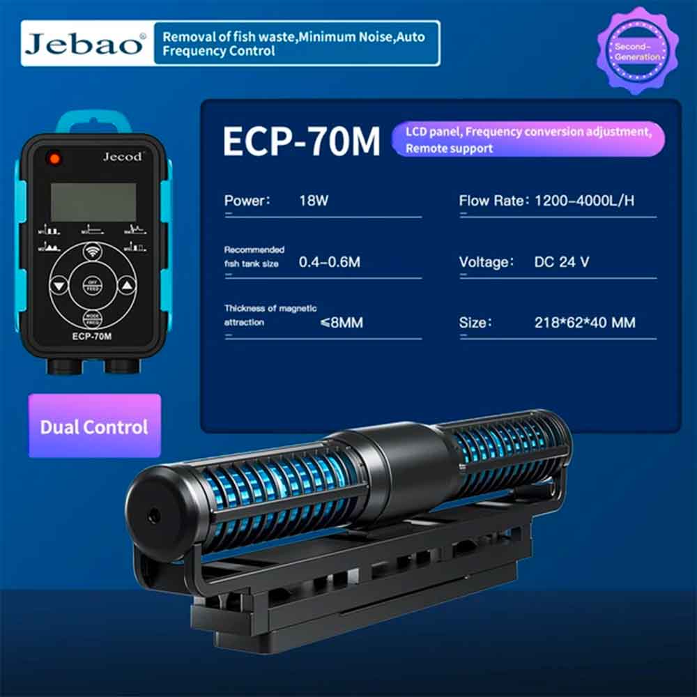 Jebao/Jacod Pompa di movimento ECP 70M a flusso incrociato per acquari fino a 80cm