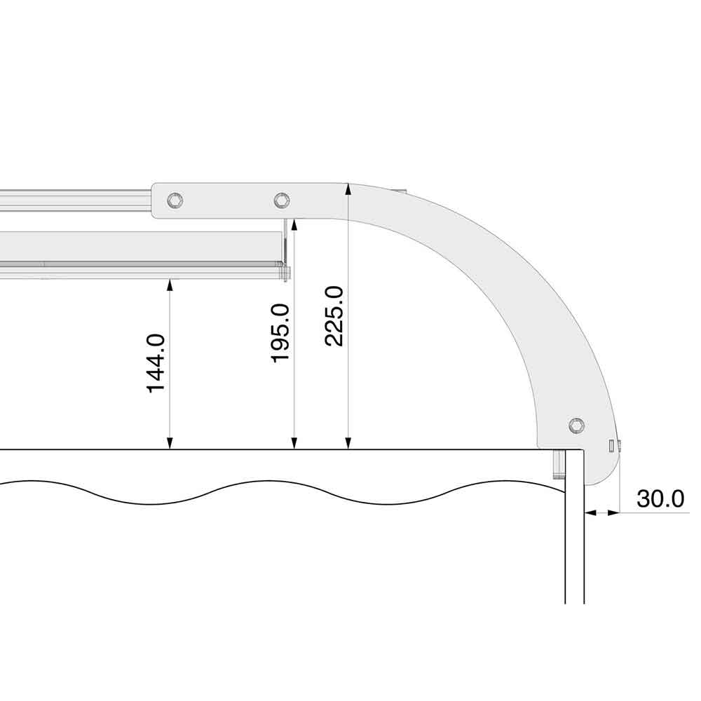 Gnc Bridge 2S Supporto per 2 Plafoniere BluRay per Vasche da 121 a 168cm