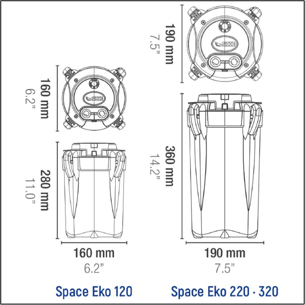 Sicce Space EKO + 220 Filtro esterno fino a 220 Litri