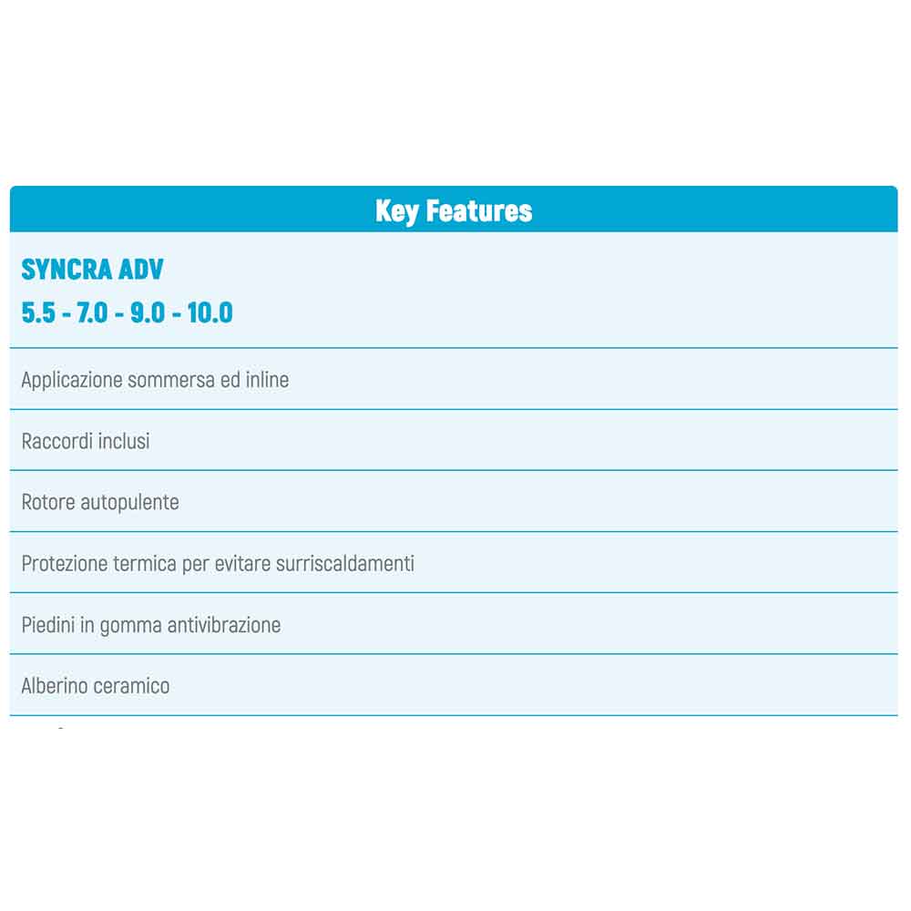 Sicce Pompa Syncra ADV 5.5 pompa di ricircolo interna/esterna regolabile 7000L/h cavo 3 metri