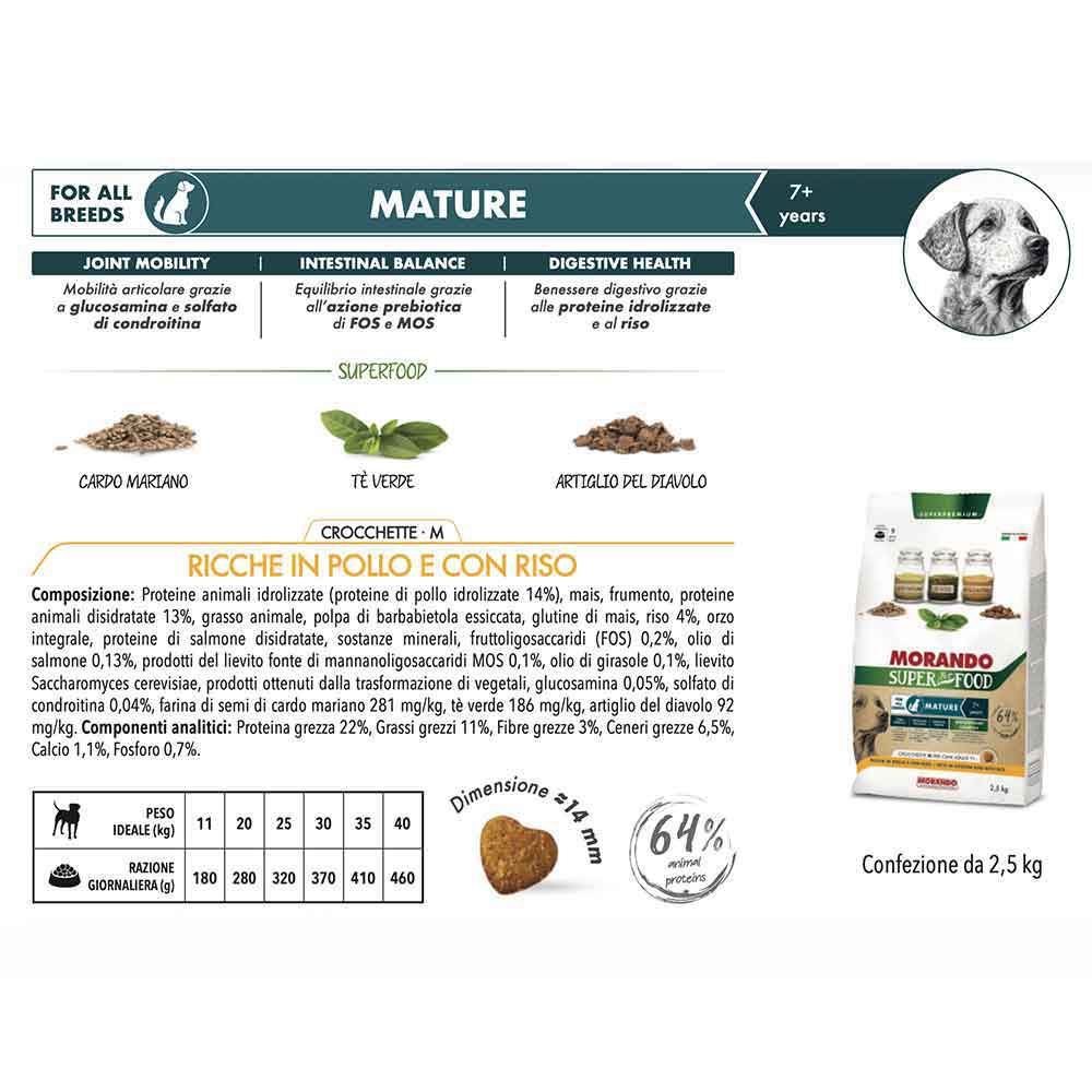 Morando Super Pet Food Adult Mature Crocchette M Ricche in Pollo e con Riso 2,5 Kg