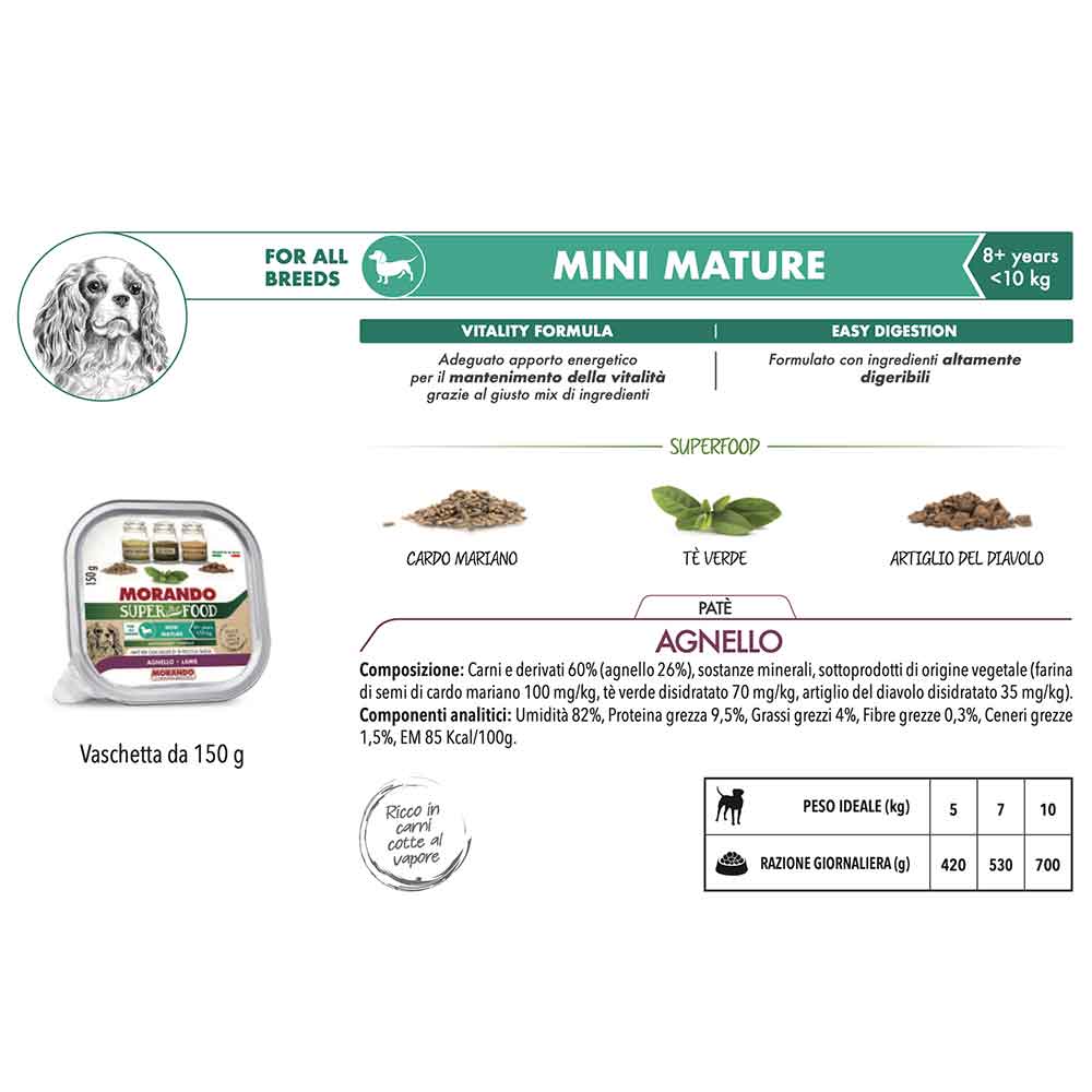 Morando Super Pet Food Adult Mini Mature Patè Agnello 150 g