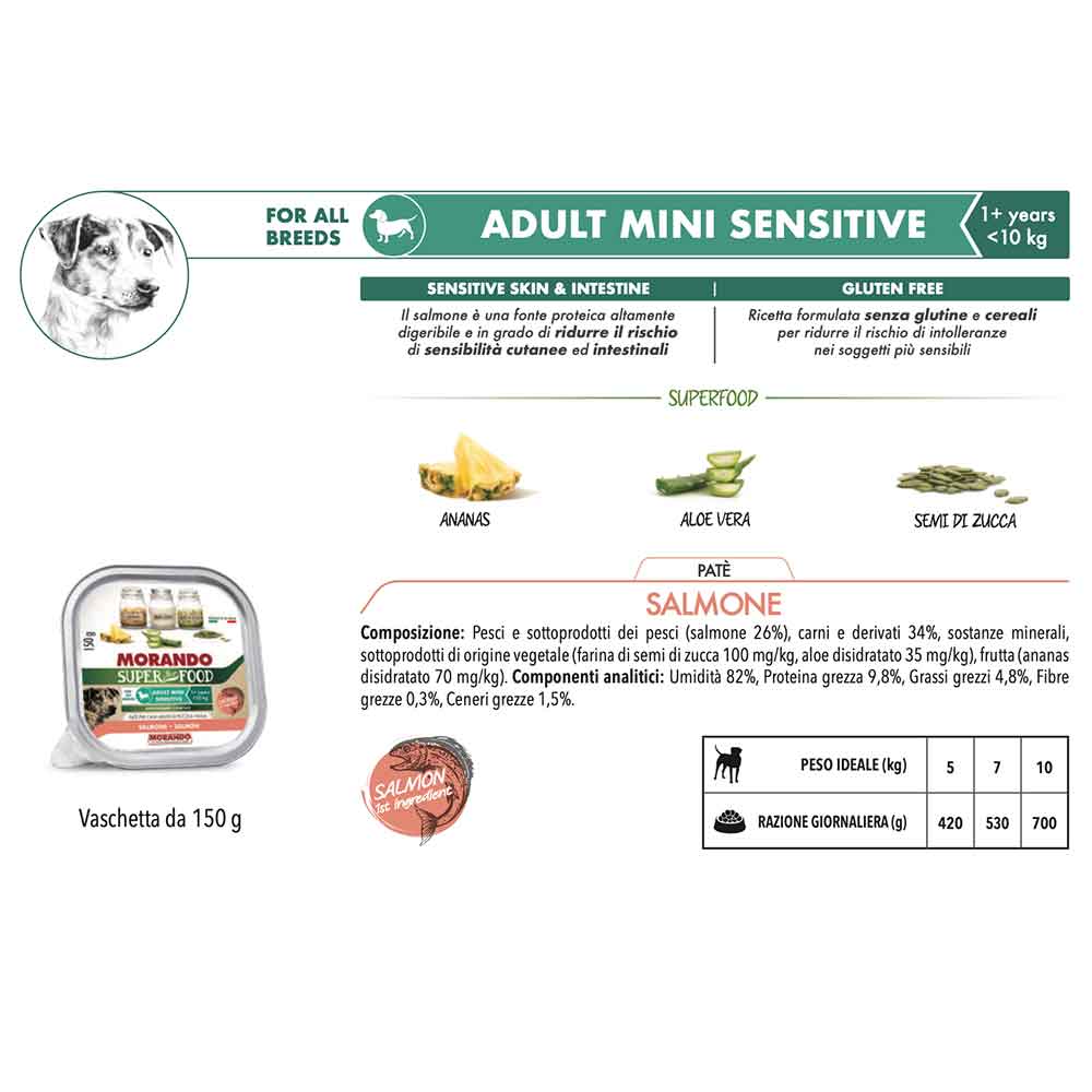 Morando Super Pet Food Adult Mini Daily Care Patè Salmone 150 g