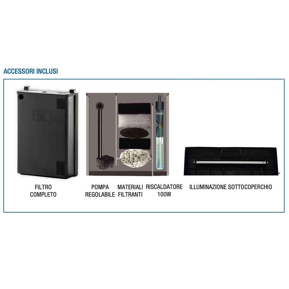 Blu Bios Sirius 51 Acquario completo 60x26x32h cm 45 Litri Bianco