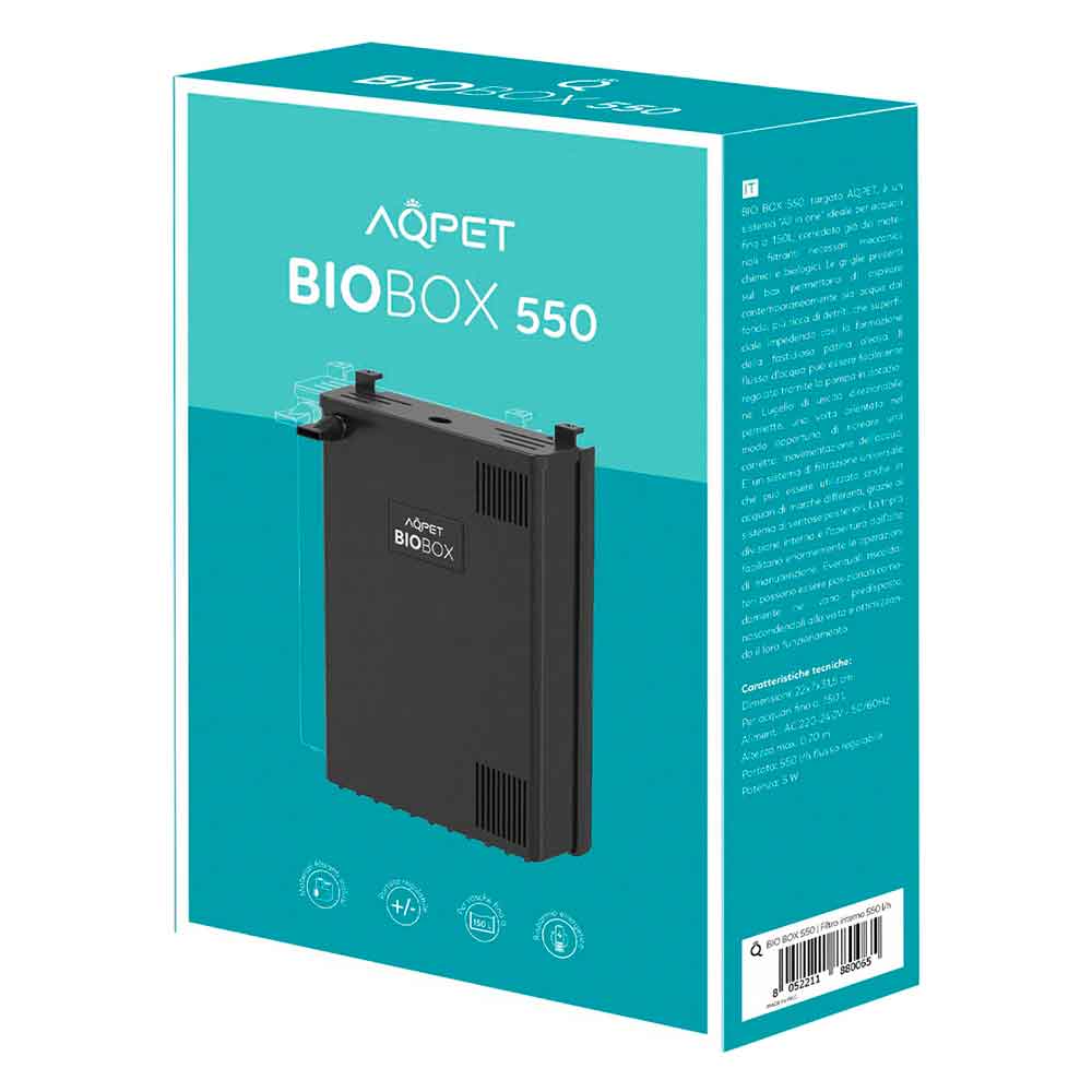 Aqpet Biobox 550 Filtro interno universale con materiali filtranti 550l/h