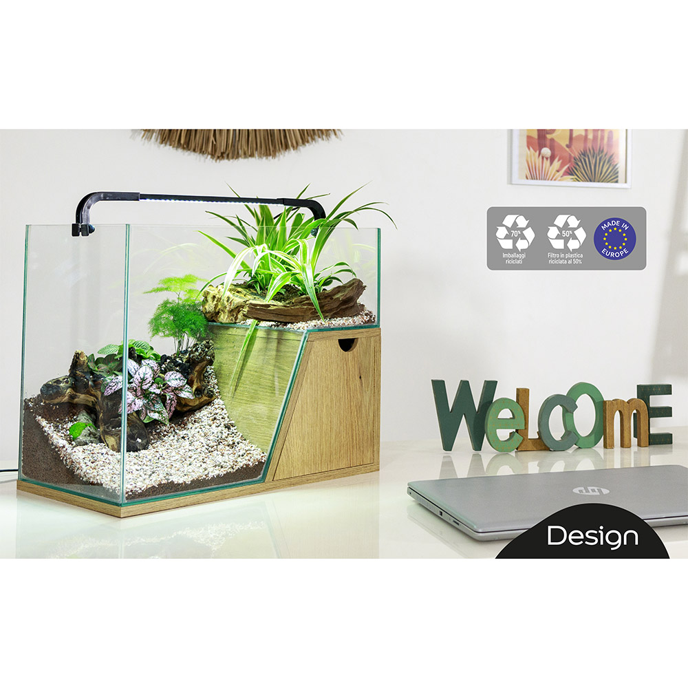 Zolux Maya Acquario con Filtro e Luce Legno/grigio 20Lt 41x24x28h cm
