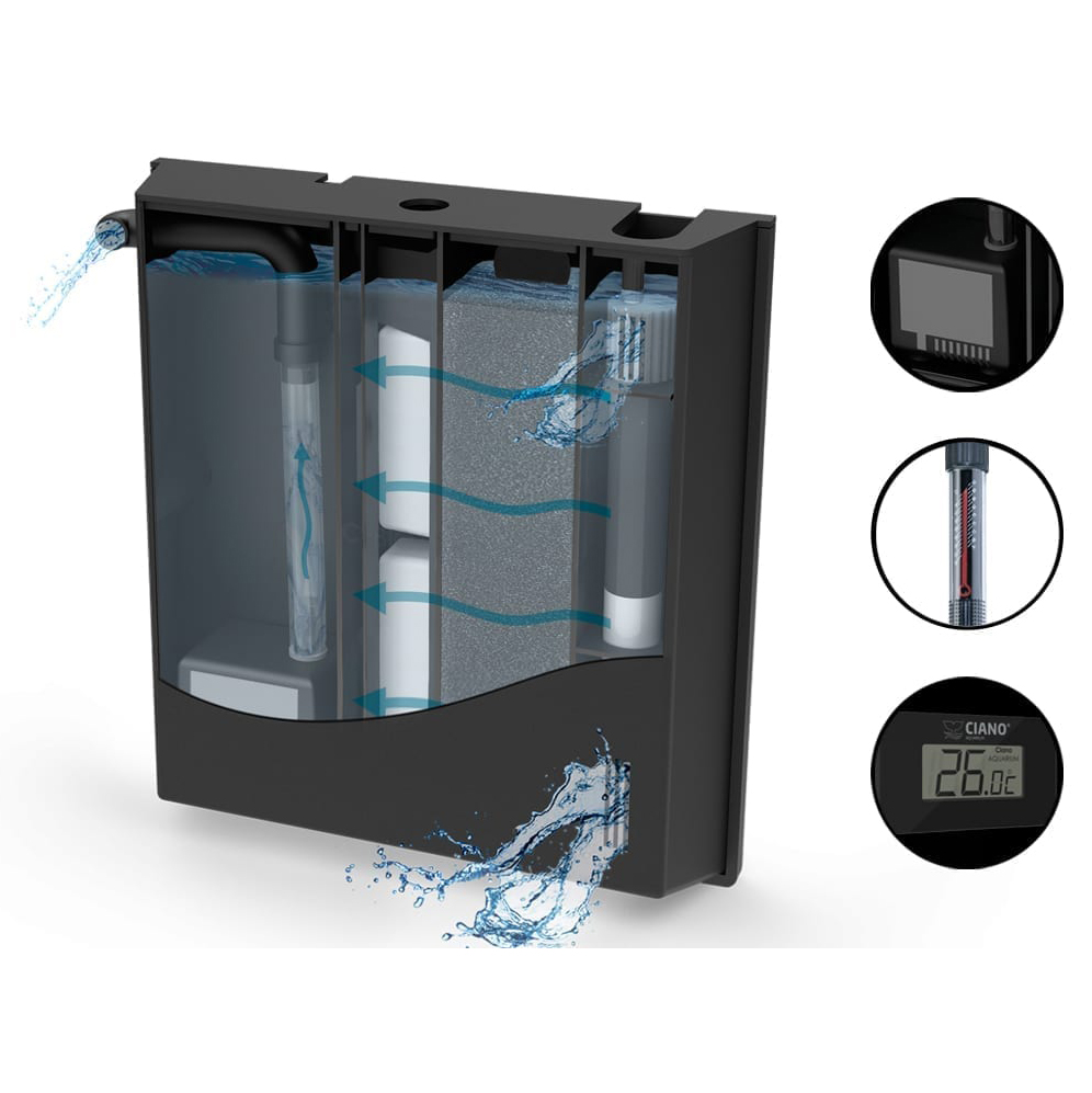 Ciano Aquarium Acquario Aqua 85 Pro Nero 76 litri 80x30x41h cm