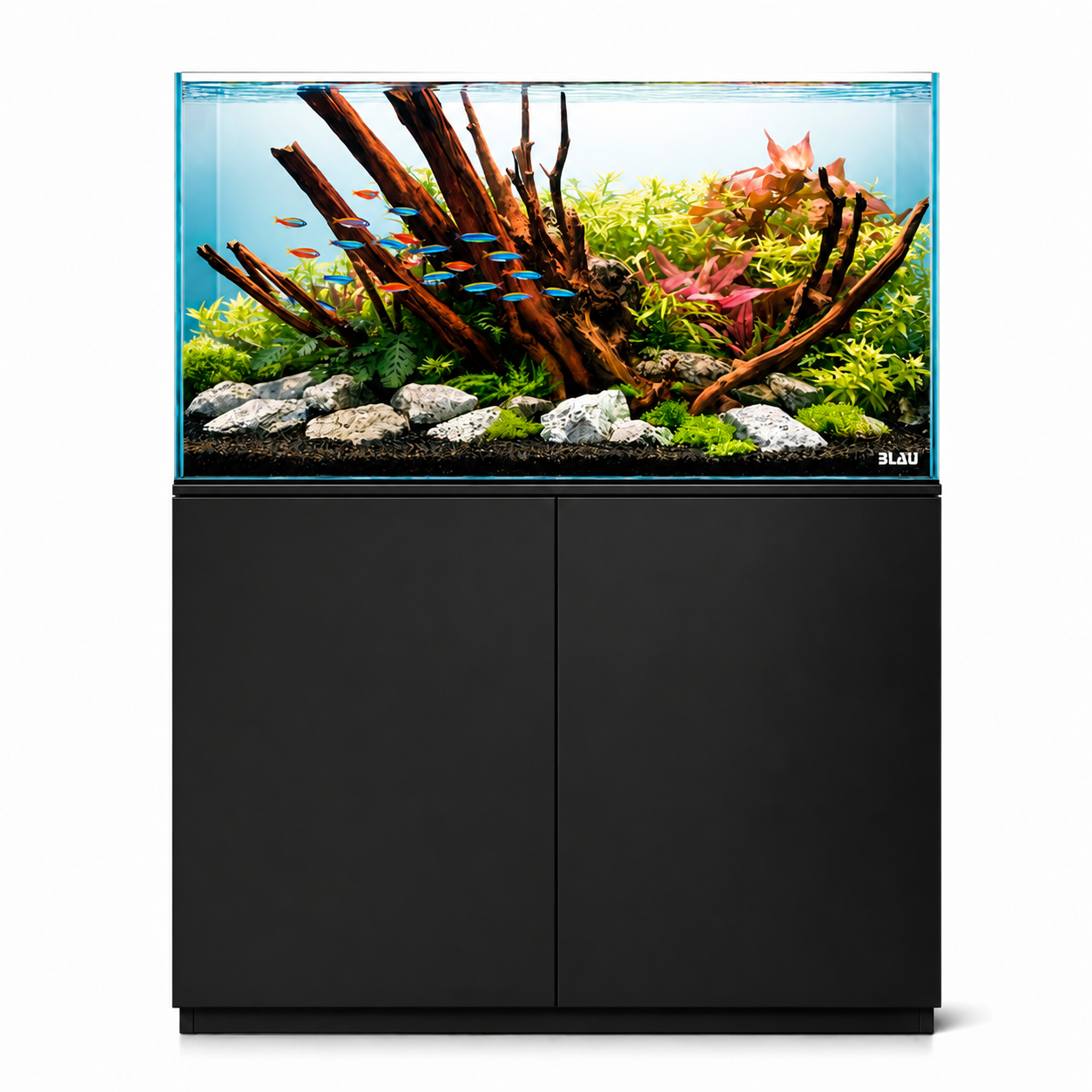 Blau Aquaristic Set Gran Cubic Absolute AR 92 Nero Acquario con Supporto Stand HD Core 230 Litri