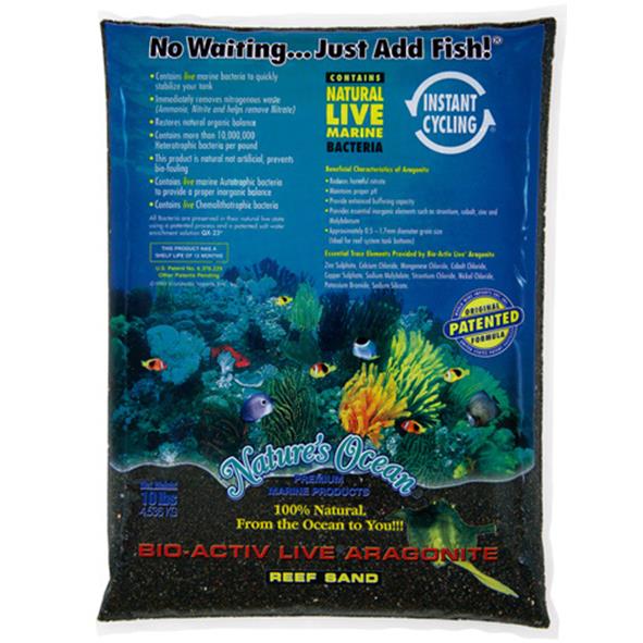 Nature's Ocean Natural Bio-Activ Live Aragonite Reef Sand Black Beach 4.54Kg
