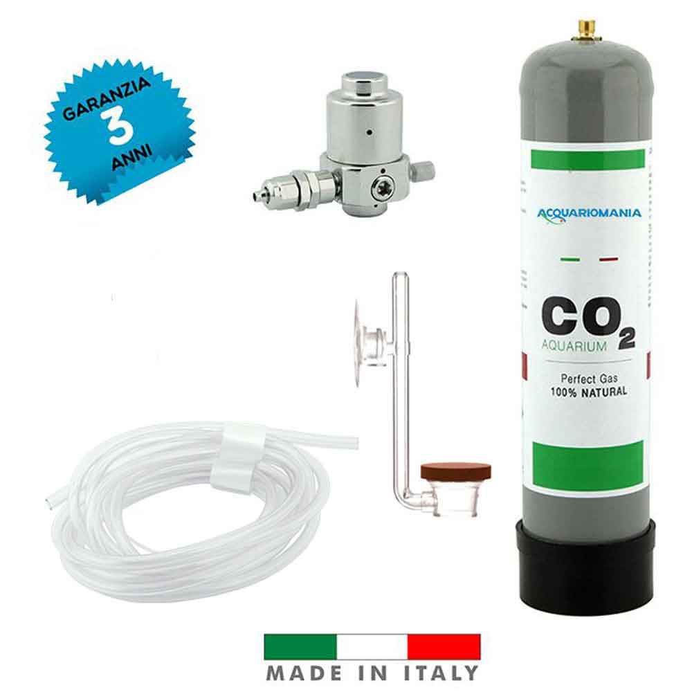 Acquariomania Impianto CO2 Minimum Classic Bombola 600g con Riduttore di pressione Atomizzatore Twinstar e Tubo