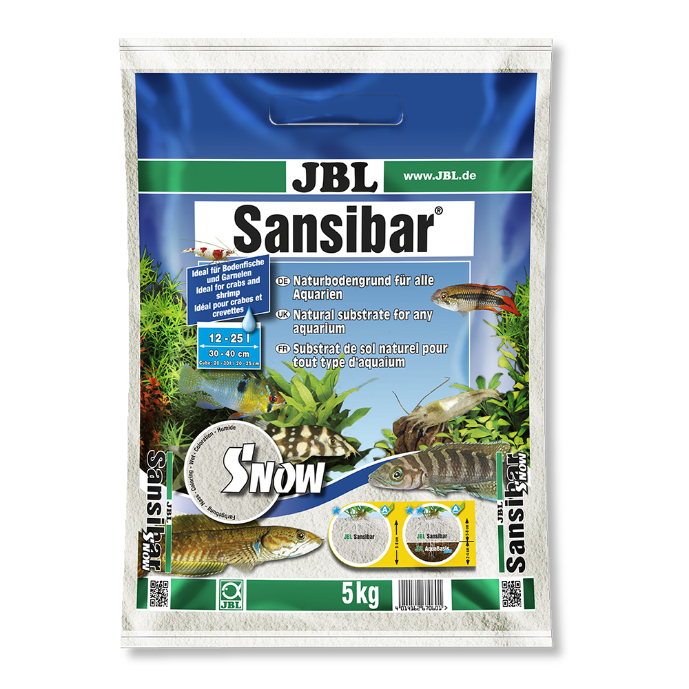 Jbl Sansibar Snow Substrato Bianchissima per acquari d'acqua dolce e marina 0,1-0,6mm 5Kg