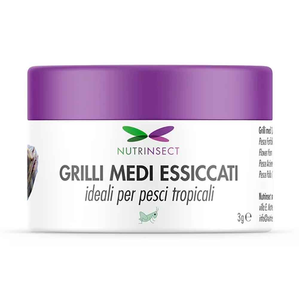 Nutrinsect Grilli Medi Essiccati per Pesci Tropicali 3g