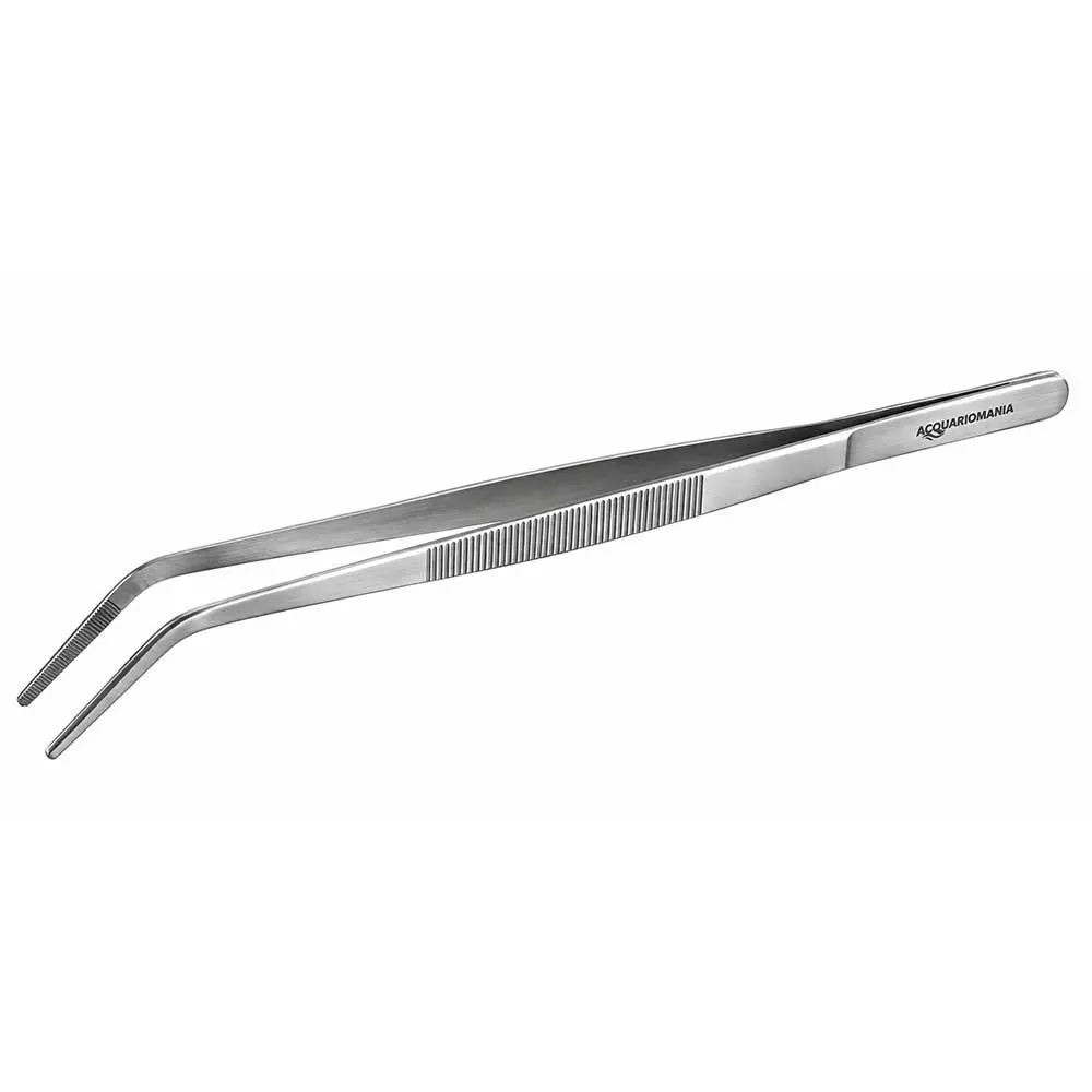 Acquariomania Pinza Punta Curva 25 cm in Acciaio Inox per Piante Acquario e Aquascaping
