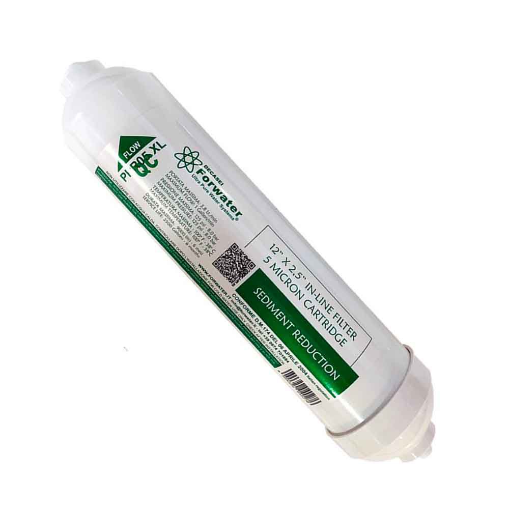 Forwater PPR05 XL QC Cartuccia sedimenti in linea 5mcr 12"x2,5" con attacchi rapidi 1/4"