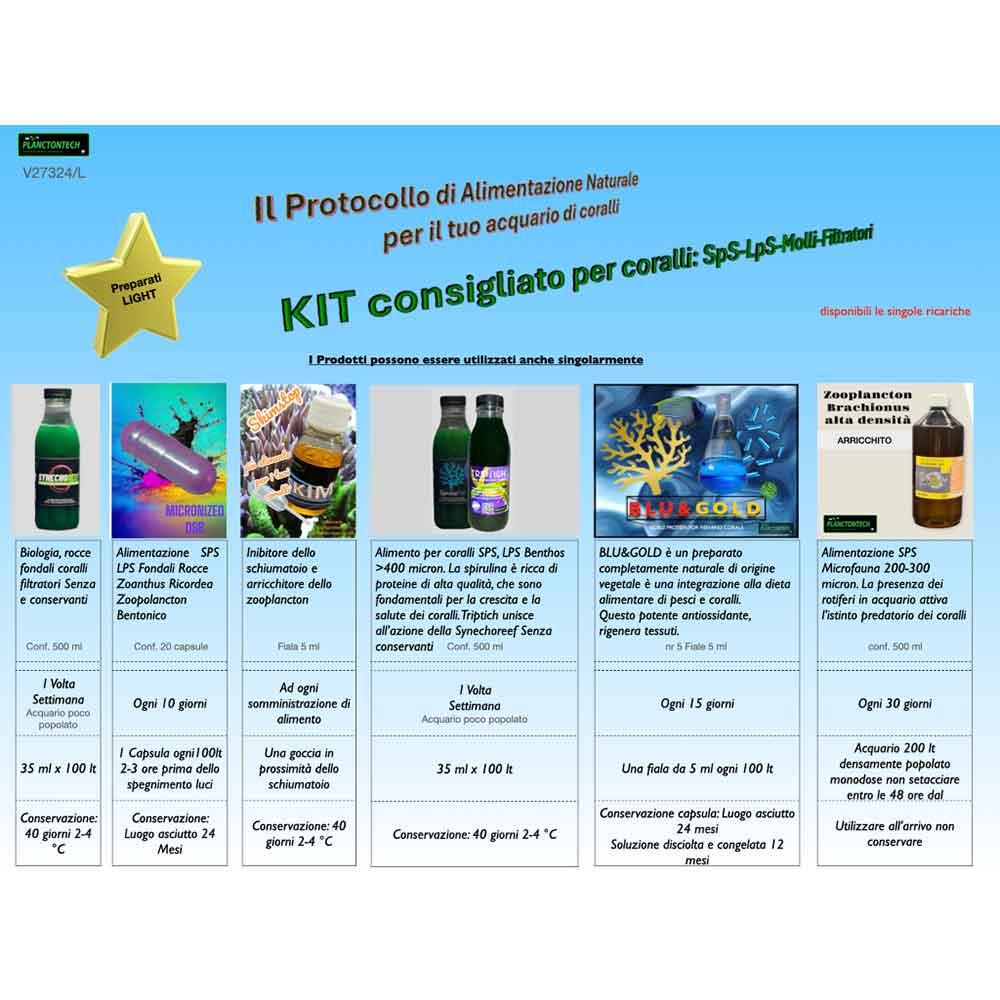 Planctontech Protocollo Alimentazione Naturale Coralli molli Filtratori Zoanthus Tridacne