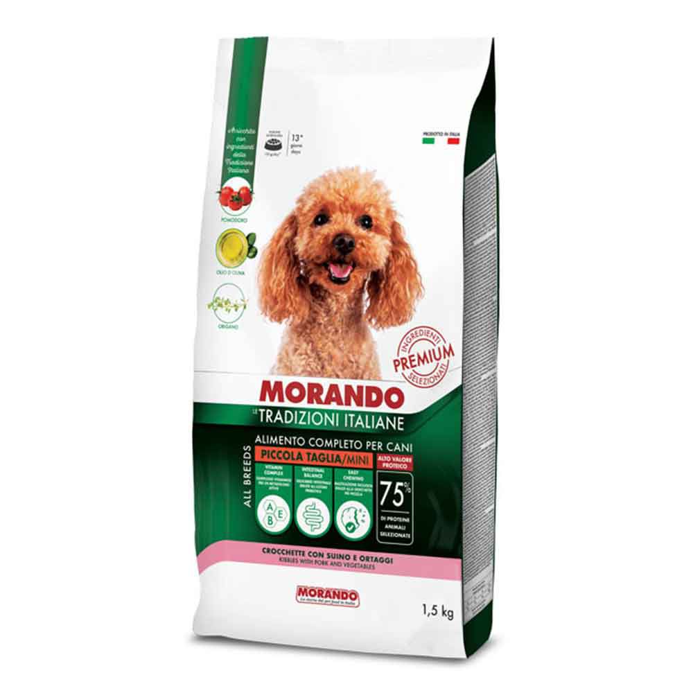 Morando Premium Crocchette Piccola Taglia per Cane con con Suino e Ortaggi 9mm 1,5Kg