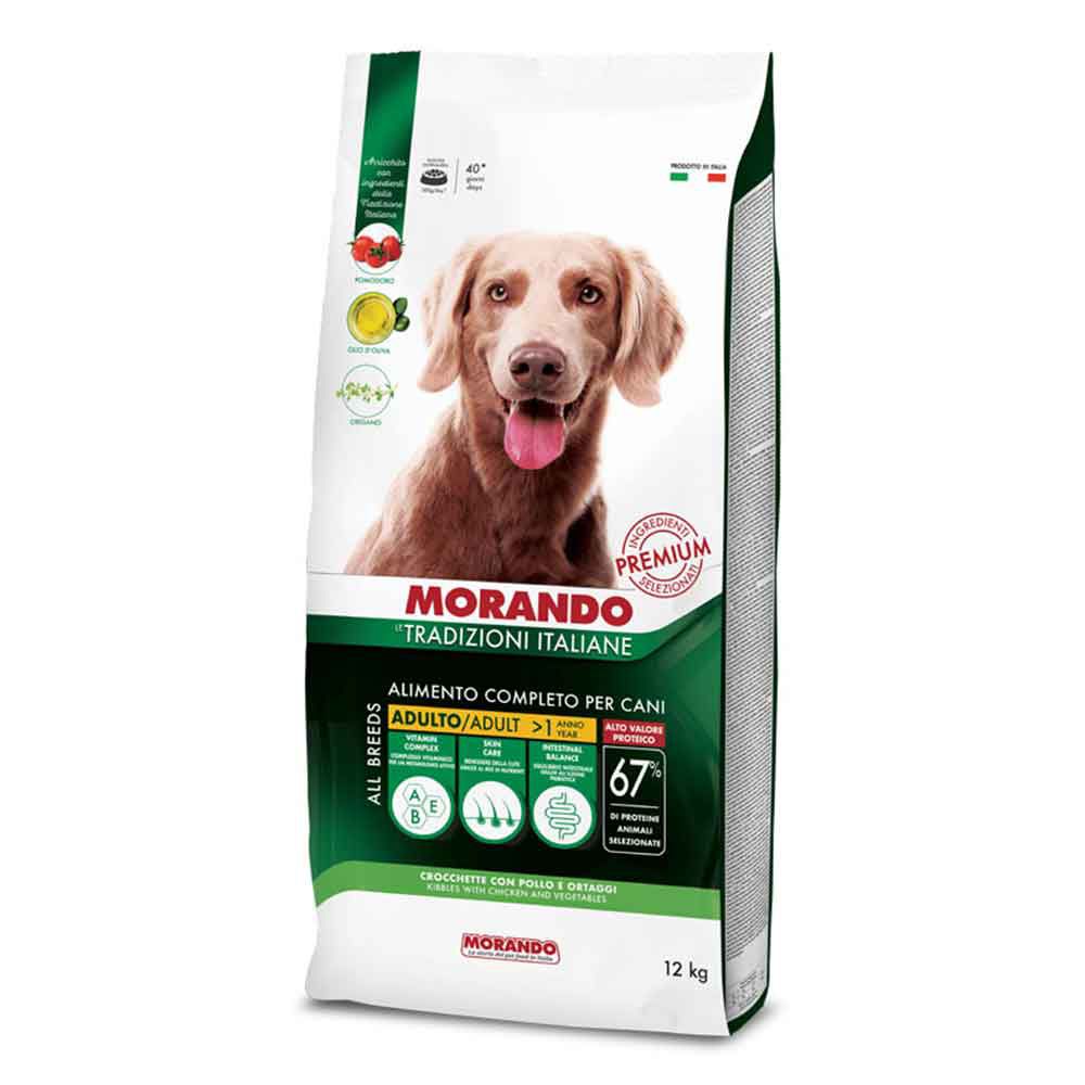Morando Premium Crocchette Adulto per Cane con Pollo e Ortaggi 9mm 12Kg