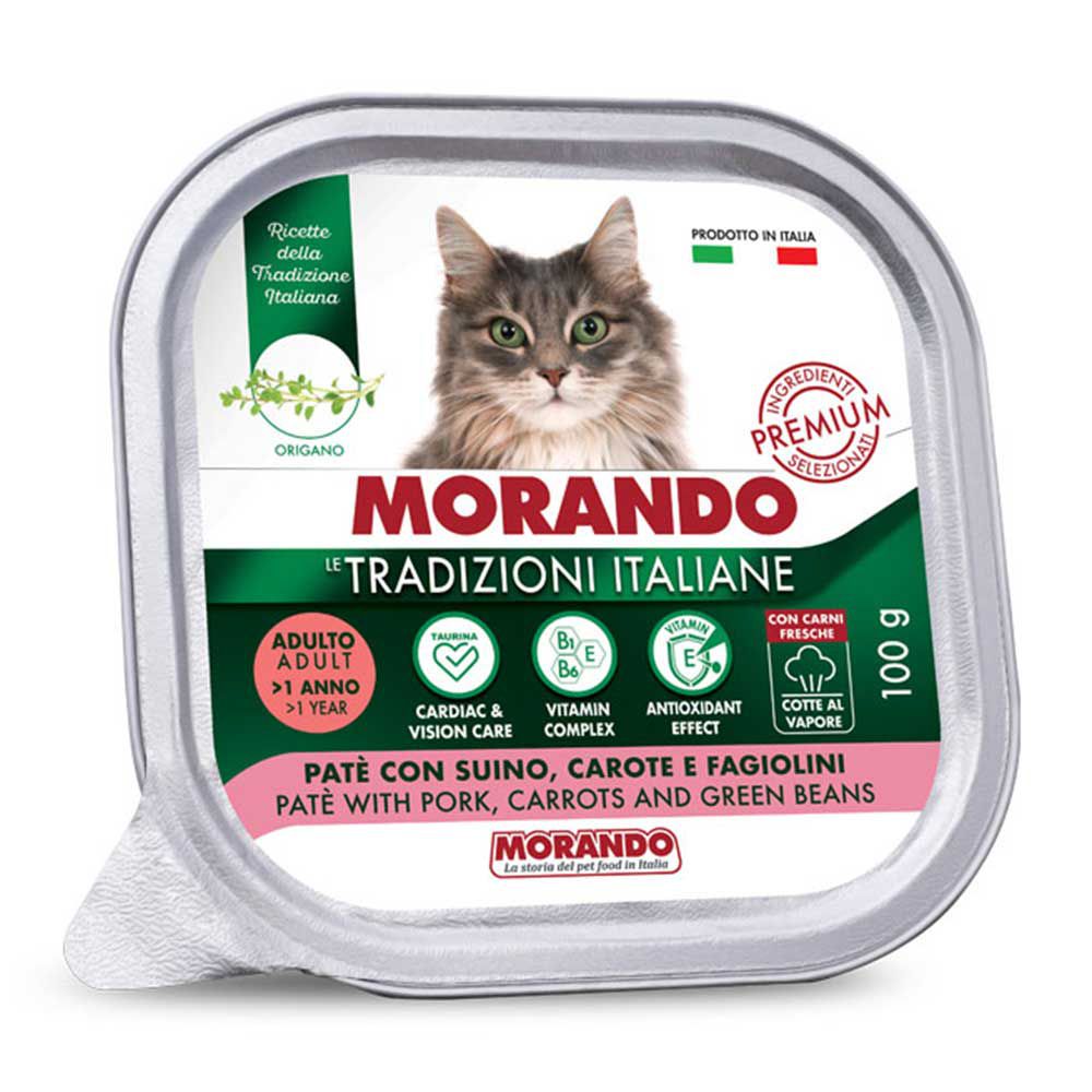 Morando Premium Umido Adulto Patè per Gatto con Suino Carote e Fagiolini 100gr