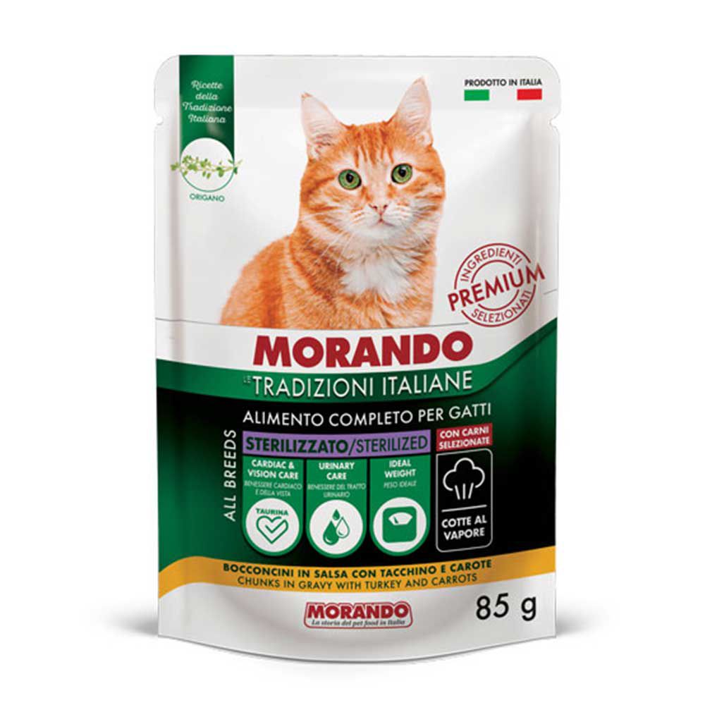 Morando Premium Umido Sterilizzato Bocconcini in gelatina per Gatto con Tacchino e Carote 85gr