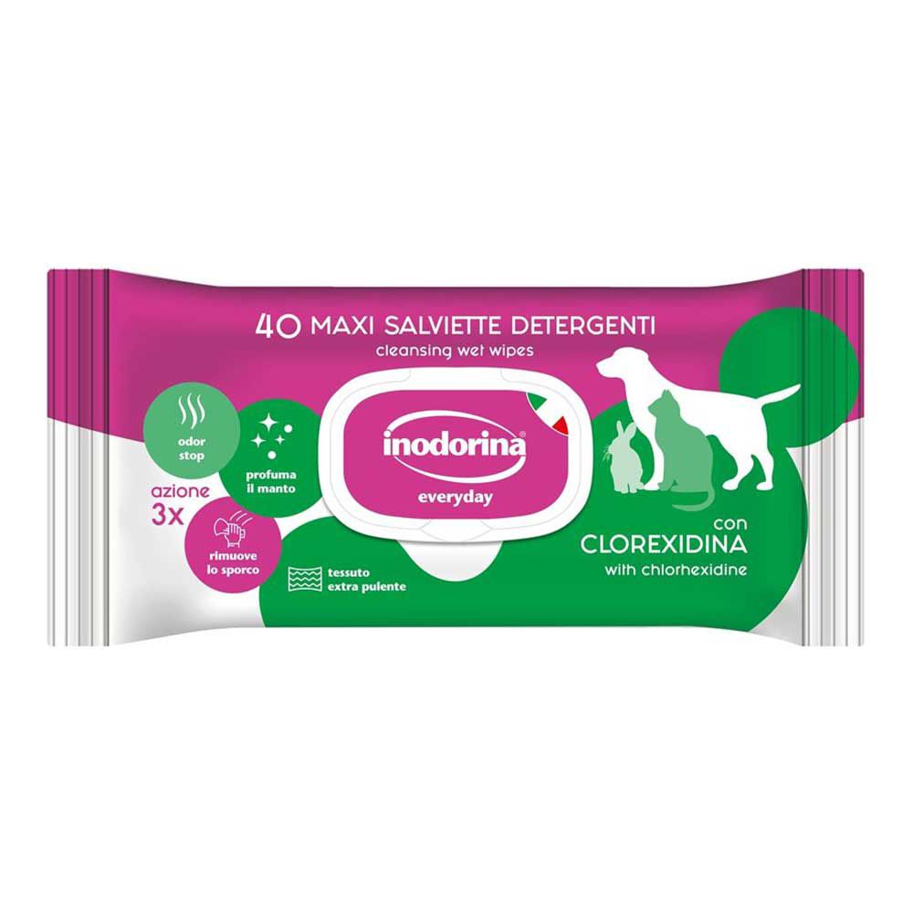 Inodorina Salviette Detergenti Clorexidina Cane Gatto e altri 40pz