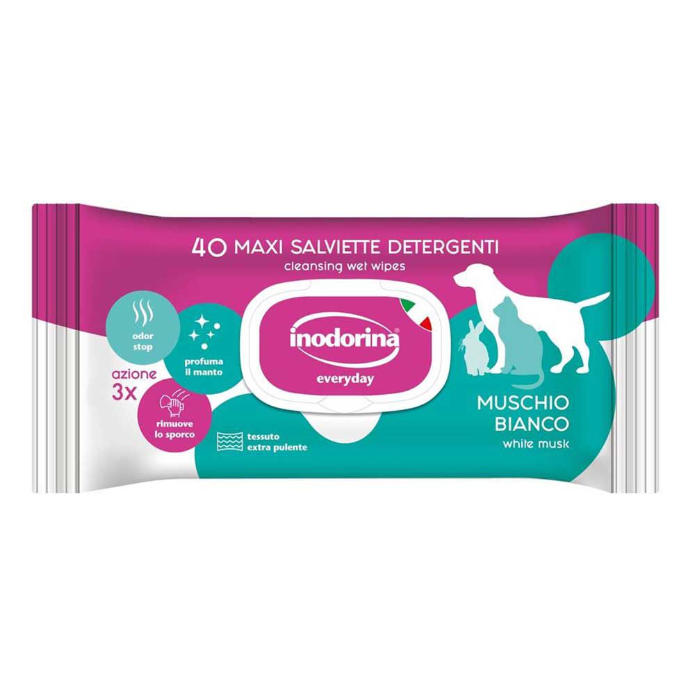 Inodorina Salviette Detergenti Muschio Bianco Cane Gatto e altri 40pz