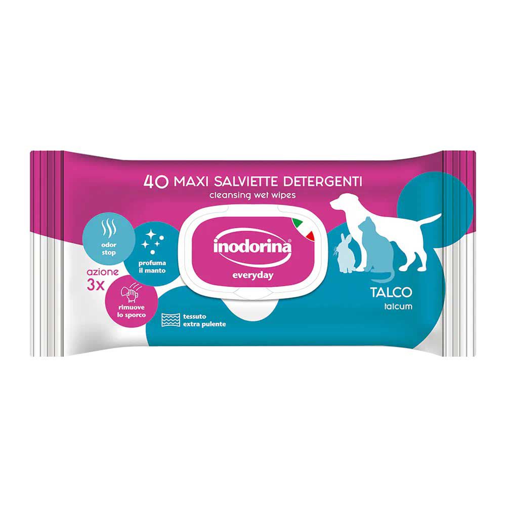 Inodorina Salviette Detergenti Talco Cane e Gatto 40pz
