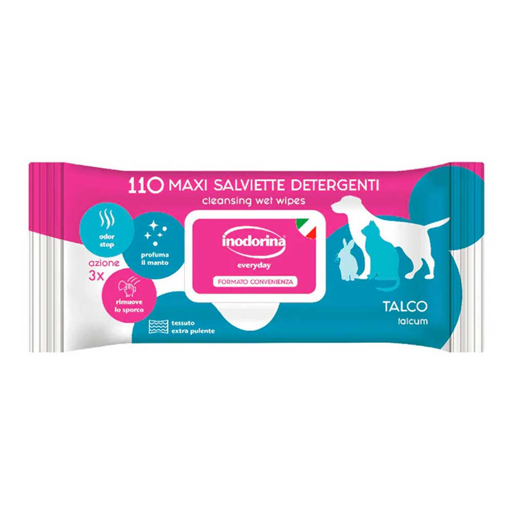 Inodorina Salviette Detergenti Talco Cane e Gatto 110pz